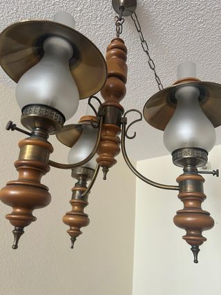 Lámpara colgante vintage madera y metal
