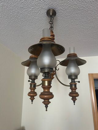 Lámpara colgante vintage madera y metal