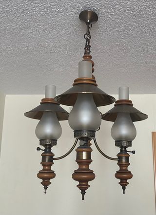 Lámpara colgante vintage madera y metal