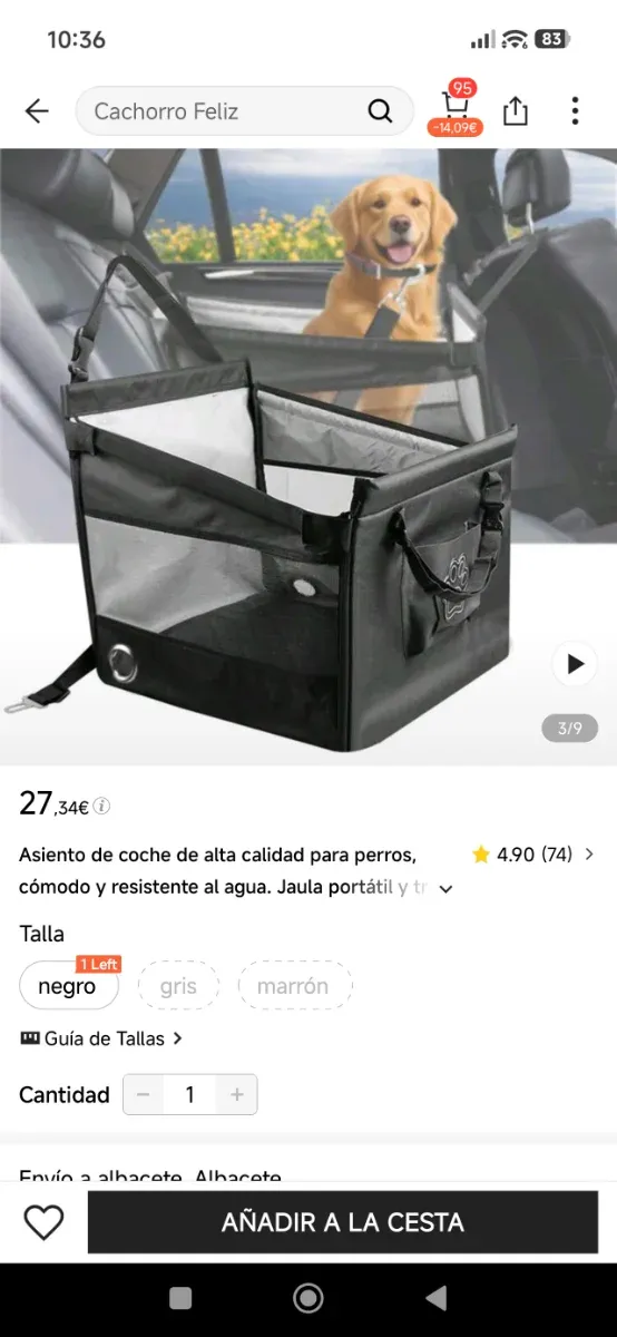 Asiento Coche Perro Negro. Sin estrenar!!!