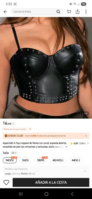 Top corpiño de polipiel con tachuelas