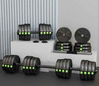 Kit de Mancuernas 30kg 2 en 1 con Barra de Pesas