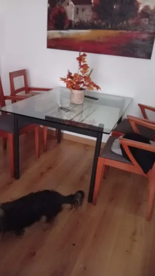 Mesa comedor cristal y 4 sillas