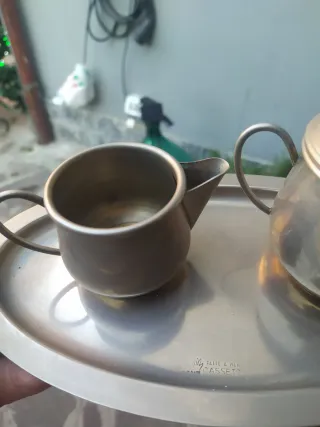 Set vassoio silver plate zuccheriera e lattiera