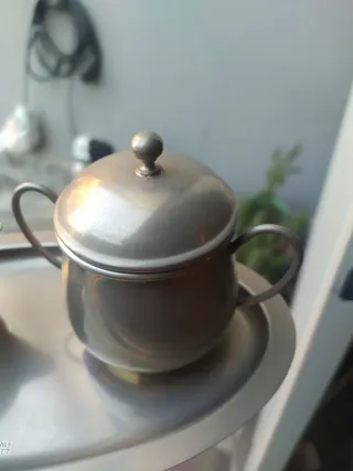 Set vassoio silver plate zuccheriera e lattiera