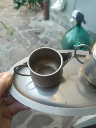 Set vassoio silver plate zuccheriera e lattiera