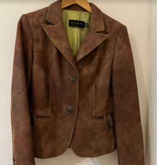 Chaqueta Civit marrón paño y piel