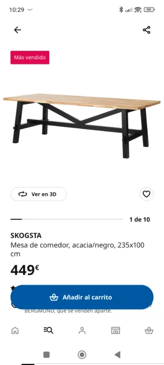 Mesa Comedor SKOGSTA Ikea 235x100