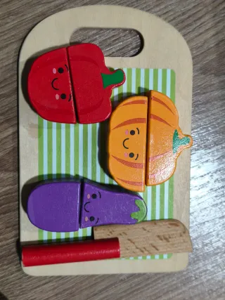 Juego niños madera tabla de cocina y verduritas
