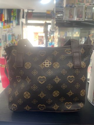 Borsetta marrone con fantasia oro