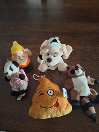 Lotto Pupazzi Peluche Panda, Cane, Raccoon, Cesso