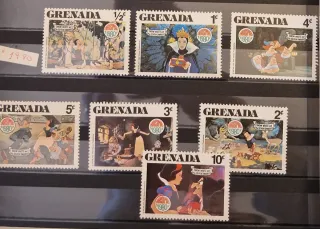 7 Sellos Disney Blancanieves Navidad 1980