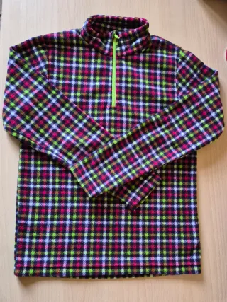 Maglione pile 1/4 zip fantasia quadri 12 anni