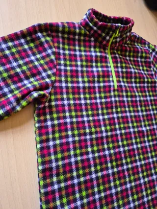 Maglione pile 1/4 zip fantasia quadri 12 anni