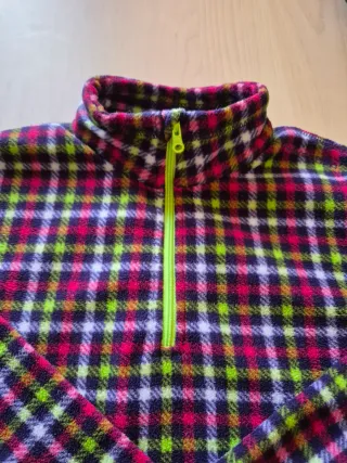 Maglione pile 1/4 zip fantasia quadri 12 anni