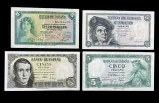 BILETES DE 5 PESETAS. AÑOS 30/40/50. ORIGINALES