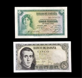 BILETES DE 5 PESETAS. AÑOS 30/40/50. ORIGINALES