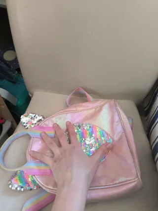 Mochila infantil con orejas y lentejuelas