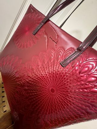 Bolso Desigual Rojo Charol Flores