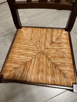 Set 4 Sedie in Legno con Seduta in Rattan