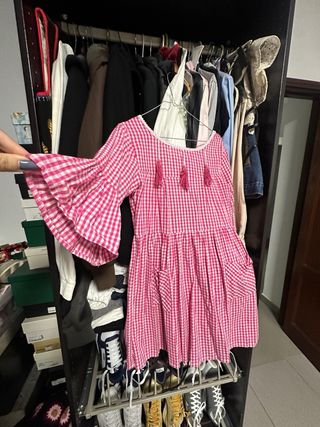 Vestido Boho Chic Rosa y Blanco