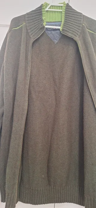 Jersey Tommy Hilfiger cremallera verde y marrón