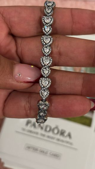 Pulsera Pandora Corazones Brillantes Plata
