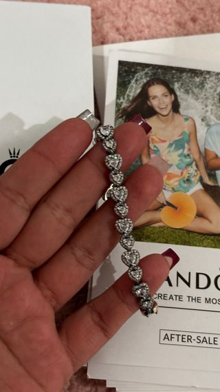 Pulsera Pandora Corazones Brillantes Plata