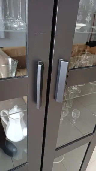 Vitrina Ikea Negra Cristal Madera