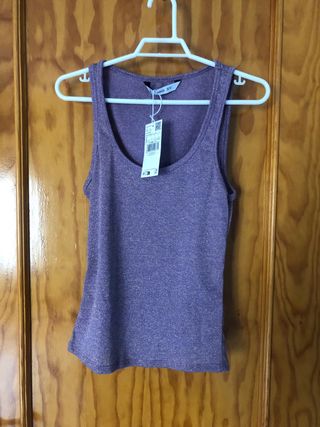 Top punto brillante Mango morado/plateado