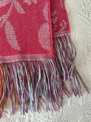Sciarpa donna a quadri/fiori con frange 72x170