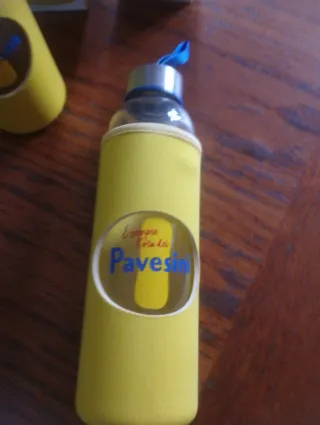 Set 2 Borracce Vetro Giallo con Laccio Blu