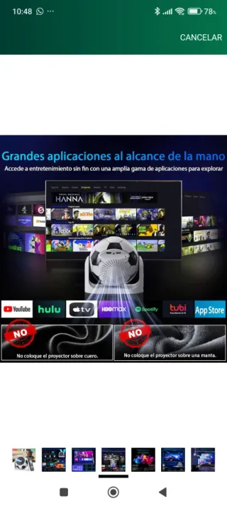 Proyector Portátil 4K Android Balón Fútbol