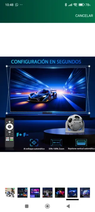 Proyector Portátil 4K Android Balón Fútbol
