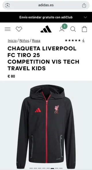Adidas Liverpool 2025/26 Travel Jacket Kids 152cm