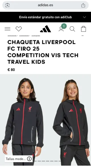 Adidas Liverpool 2025/26 Travel Jacket Kids 152cm