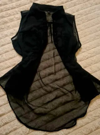 Top Chiffon Trasparente Nero Tg. M