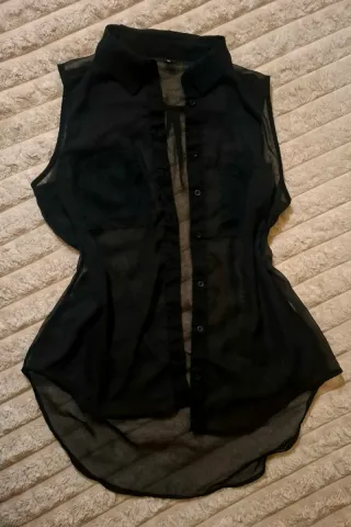Top Chiffon Trasparente Nero Tg. M