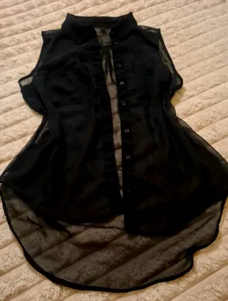 Top Chiffon Trasparente Nero Tg. M