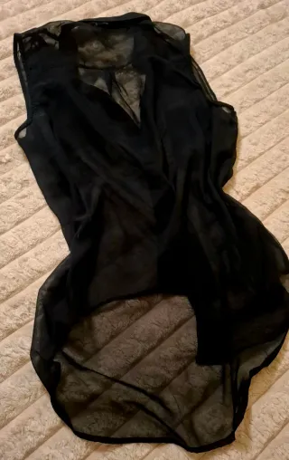 Top Chiffon Trasparente Nero Tg. M