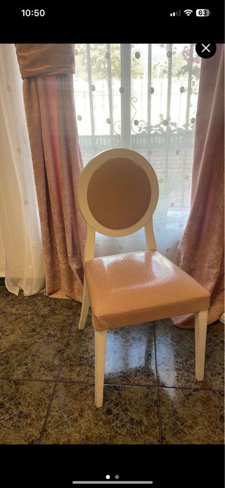Silla de comedor rosa y beige