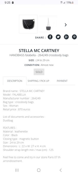 Borsa Stella McCartney Falabella Nero