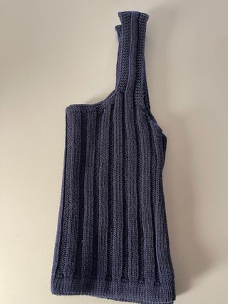 Top cotone a costine blu