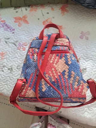 Mochila BIMBA Y LOLA azul y rosa tejida