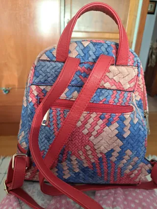 Mochila BIMBA Y LOLA azul y rosa tejida