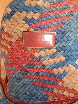 Mochila BIMBA Y LOLA azul y rosa tejida