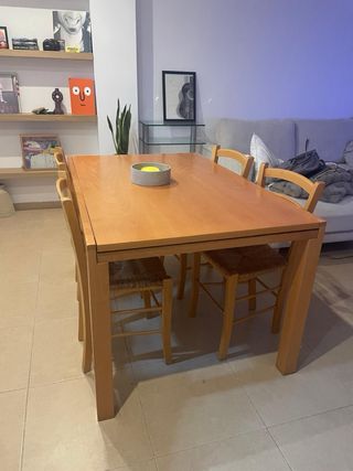 ¡Mesa de madera maciza + 4 sillas a juego!