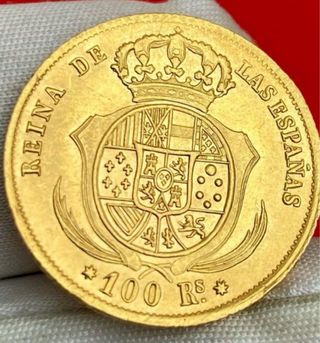 Moneda Oro Isabel II 100 Reales 1855