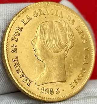 Moneda Oro Isabel II 100 Reales 1855