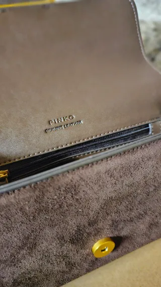 Borsa Pinko Love Mini in pelle scamosciata marrone